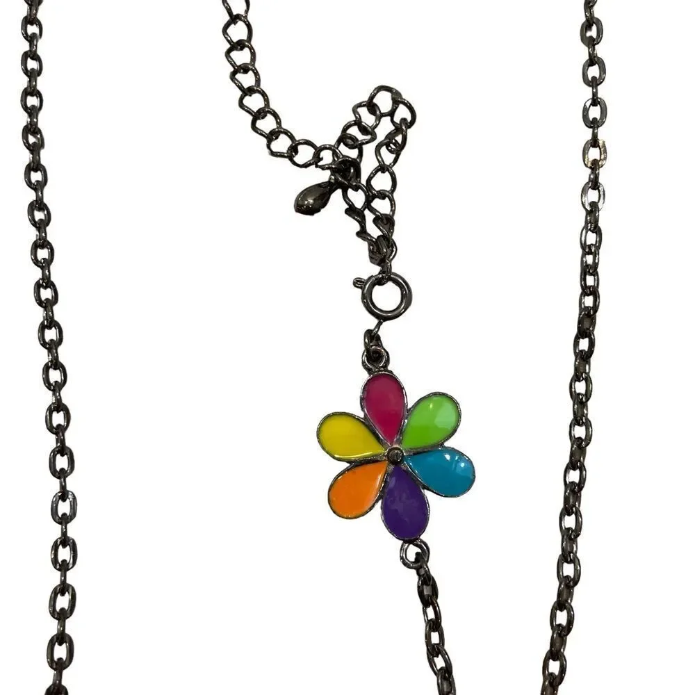 Ladies‎ Long Flower Pendant Bronze or Antiqued Gold Necklace
